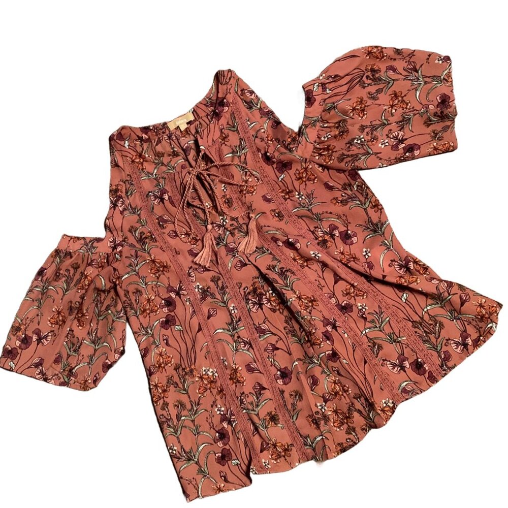 Takara Floral Cold Shoulder Top - Size Small